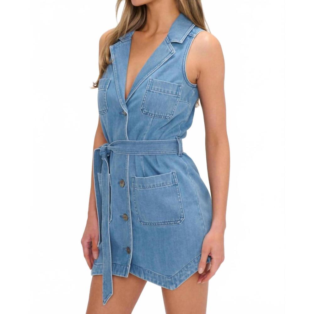 NEW SHOW ME YOUR MUMU fairfield vest dress in gusty blue - Picture 3 of 4